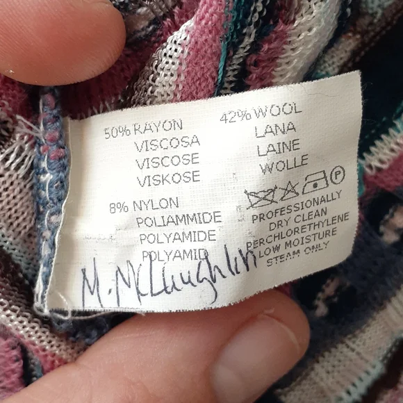 Masoni Tweed striped blouse blue pink size 46 us size 6 - Picture 8 of 9